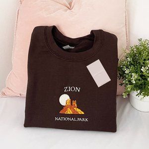 Zion National Park Embroidered Crewneck